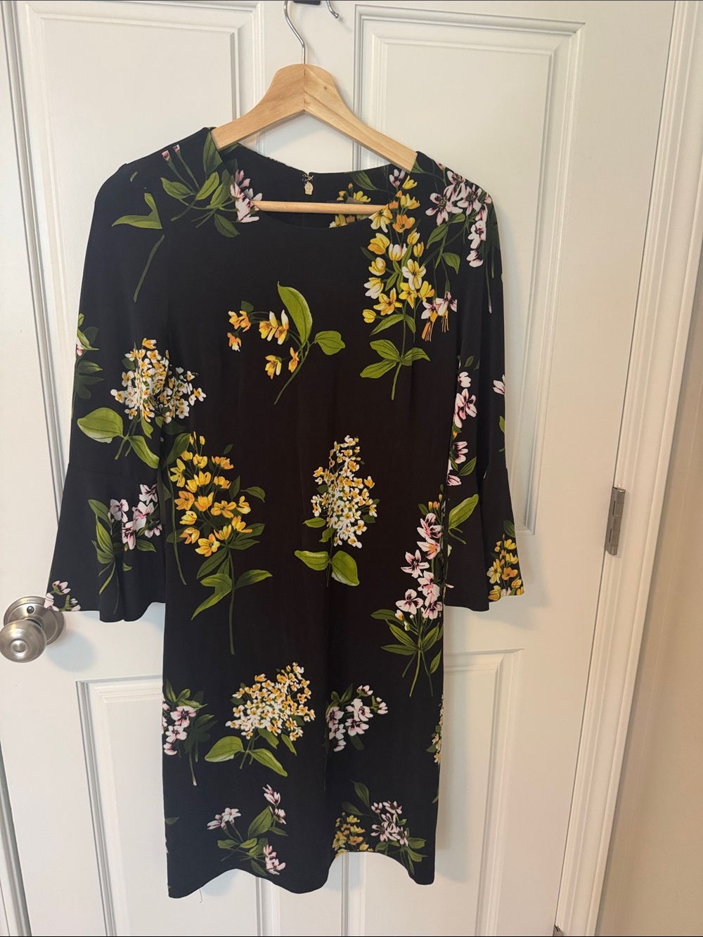 Tommy Hilfiger Black Floral Long-Sleeve Shift Dress